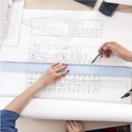 Designer drafting kitchen plans