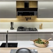 Finished WORX kitchen with stove and island